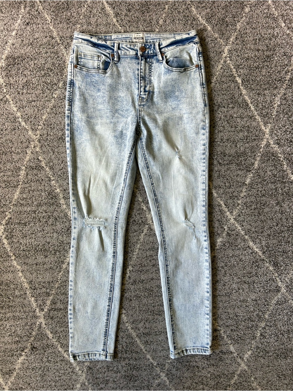 Herizon Jayne High-Rise Distressed Skinny Jeans Light Acid Washed Retro Stretch